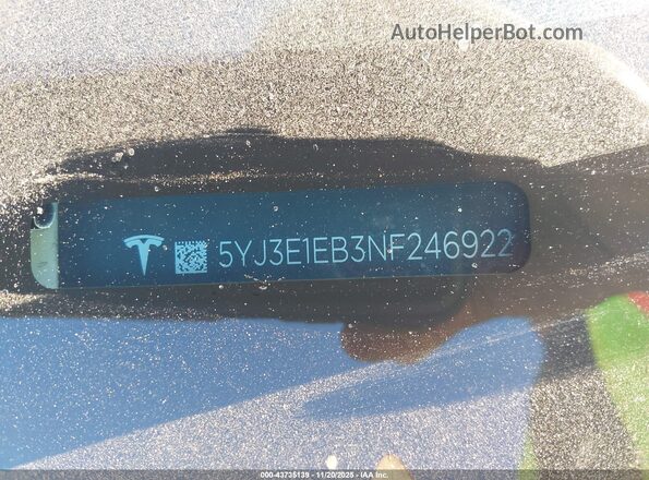 5YJ3E1EB3NF246922 2022 TESLA MODEL 3 Белый Вид подкапотного пространства