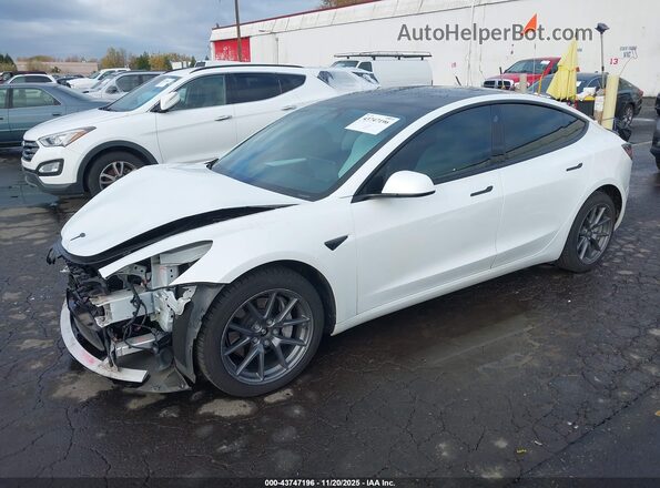 5YJ3E1EB5NF166165 2022 TESLA MODEL 3 White Առջևի ձախ երեք քառորդ տեսարան
