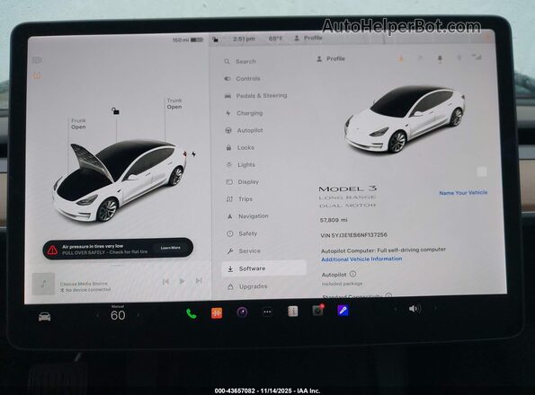 5YJ3E1EB6NF137256 2022 TESLA MODEL 3 Белый 
