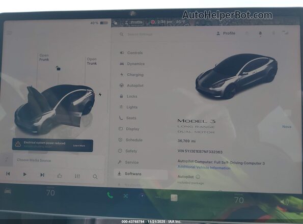 5YJ3E1EB7NF332363 2022 TESLA MODEL 3 Gray Вид задніх сидінь
