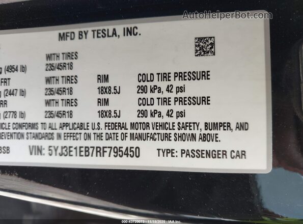 5YJ3E1EB7RF795450 2024 TESLA MODEL 3 Black 