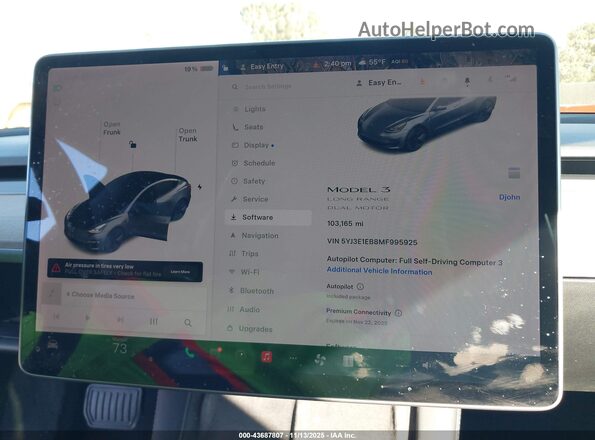 5YJ3E1EB8MF995925 2021 TESLA MODEL 3 Серый 