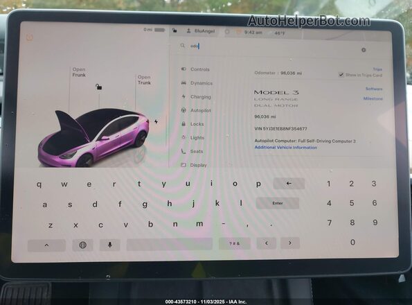 5YJ3E1EB8NF354677 2022 TESLA MODEL 3 Gray Vista de los asientos traseros