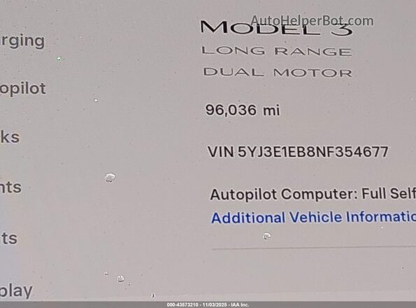 5YJ3E1EB8NF354677 2022 TESLA MODEL 3 Gray 