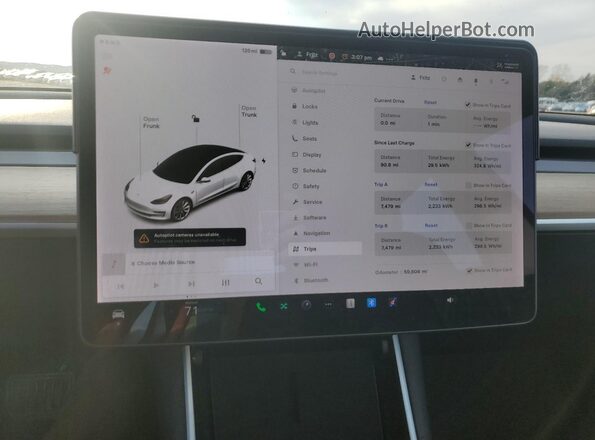 5YJ3E1EB9LF795618 2020 TESLA MODEL Белый Вид щитка приборов