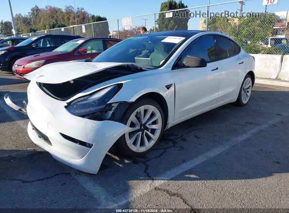 5YJ3E1EB9NF137185 2022 TESLA MODEL 3 White Vista tres cuartos delantera izquierda
