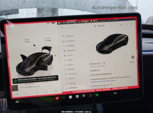 5YJ3E1ECXNF262138 2022 TESLA MODEL 3 Black 