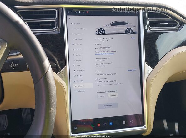 5YJSA1E26GF162474 2016 TESLA MODEL S Белый 