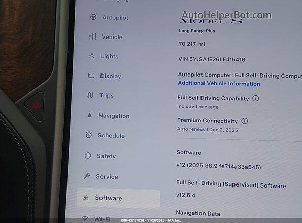 5YJSA1E26LF415416 2020 TESLA MODEL S Blue Widok tylnych siedzeń