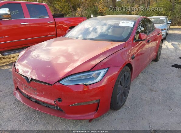 5YJSA1E53MF455903 2021 TESLA MODEL S Красный Передняя левая четверть