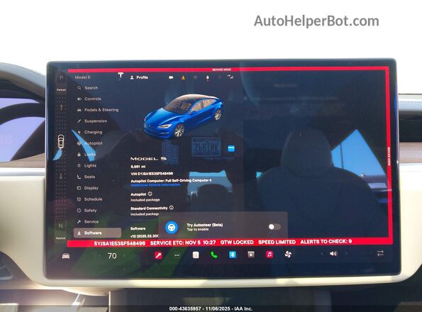 5YJSA1E53SF548496 2025 TESLA MODEL S Blue 