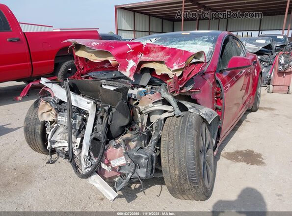 5YJSA1E61MF438378 2021 TESLA MODEL S Red Передня ліва чверть