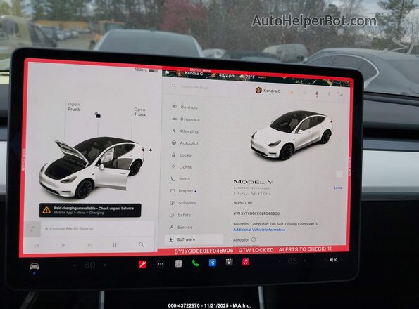 5YJYGDEE0LF048906 2020 TESLA MODEL Y White 
