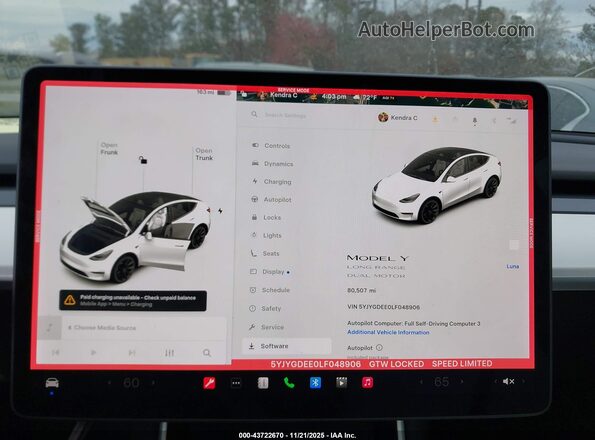 5YJYGDEE0LF048906 2020 TESLA MODEL Y White 