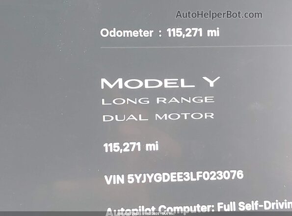 5YJYGDEE3LF023076 2020 TESLA MODEL Y Синий 