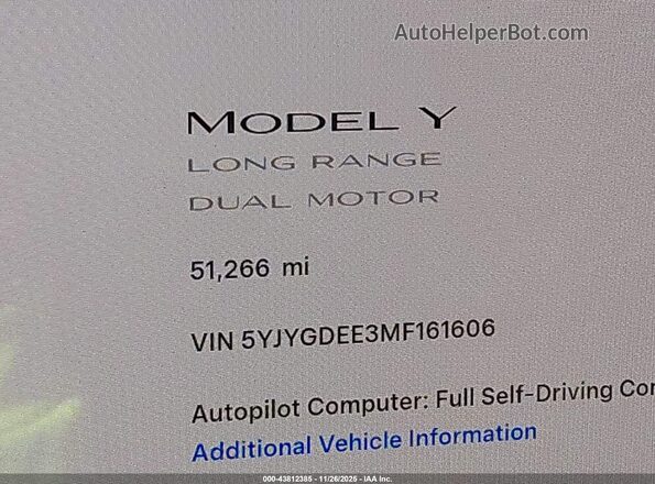 5YJYGDEE3MF161606 2021 TESLA MODEL Y Серый 