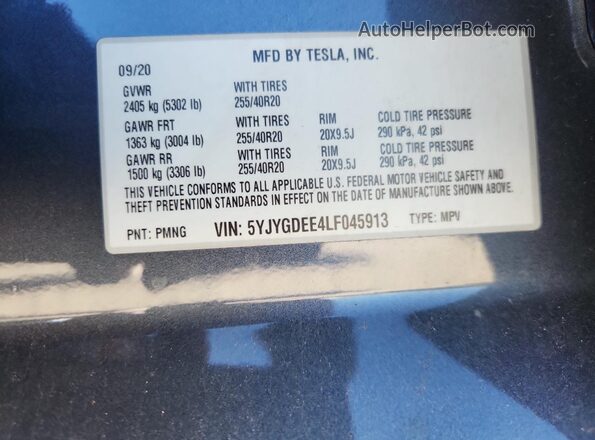 5YJYGDEE4LF045913 2020 TESLA MODEL Черный Вид подкапотного пространства