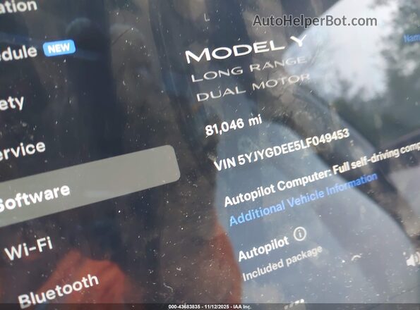 5YJYGDEE5LF049453 2020 TESLA MODEL Y Black 