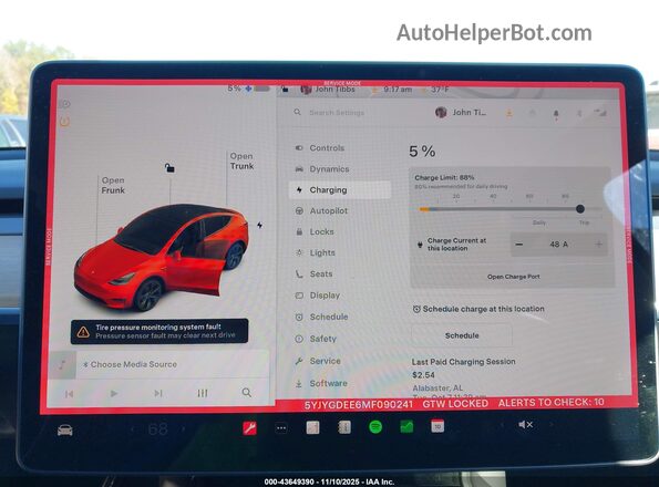 5YJYGDEE6MF090241 2021 TESLA MODEL Y White 