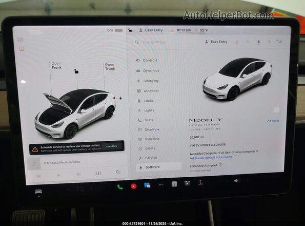 5YJYGDEE7LF011058 2020 TESLA MODEL Y Белый Вид задних сидений