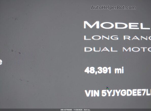 5YJYGDEE7LF053326 2020 TESLA MODEL Y Burgundy 
