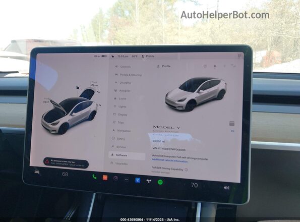 5YJYGDEE7MF065090 2021 TESLA MODEL Y White 
