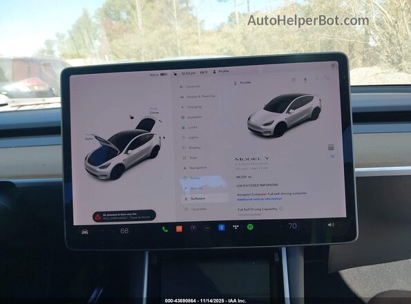 5YJYGDEE7MF065090 2021 TESLA MODEL Y White 