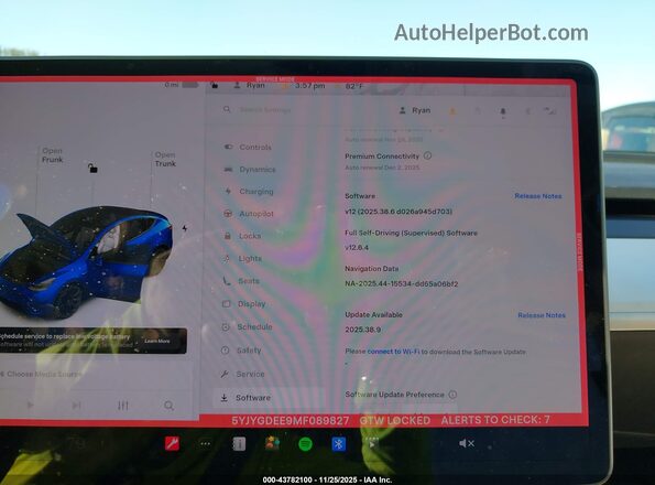 5YJYGDEE9MF089827 2021 TESLA MODEL Y Blue 