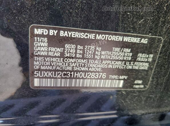 5UXKU2C31H0U28376 2017 BMW X6 Черный 