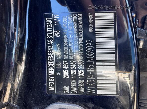 W1K5J4HB5LN089092 2020 MERCEDES-BENZ CLA-CLASS Black Вид задньої частини салону