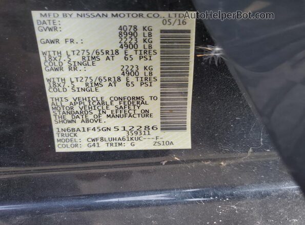 1N6BA1F45GN512286 2016 NISSAN TITAN Black 
