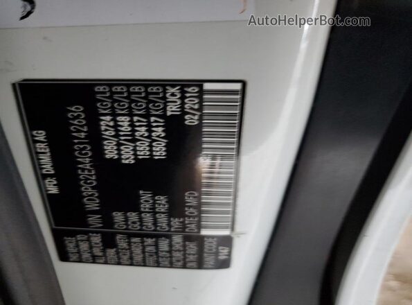 WD3PG2EA4G3142636 2016 MERCEDES-BENZ METRIS White 