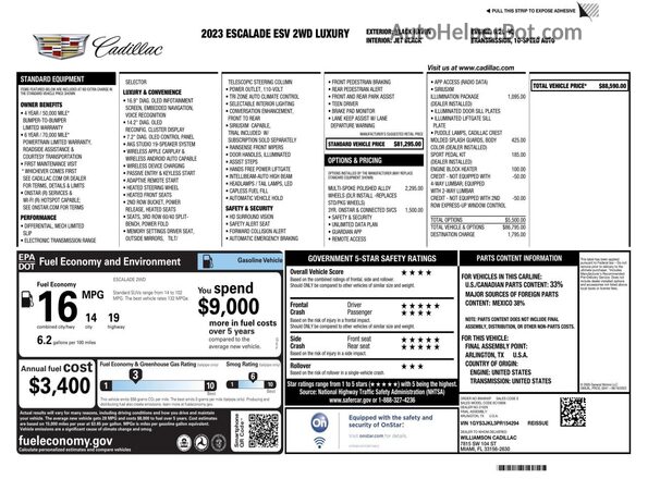 1GYS3JKL3PR154294 2023 CADILLAC ESCALADE Black Vista interior trasera
