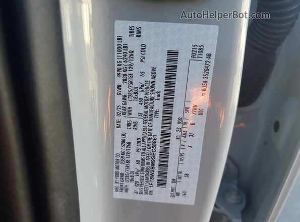 1FT8W2BM9SEC58861 2025 FORD F250 White Widok naklejki z numerem VIN