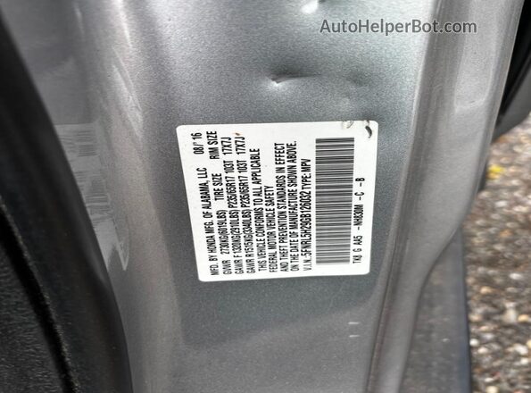 5FNRL5H29GB126032 2016 HONDA ODYSSEY Серый 