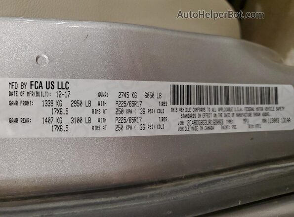 2C4RDGBG3JR169063 2018 DODGE GRAND Silver 