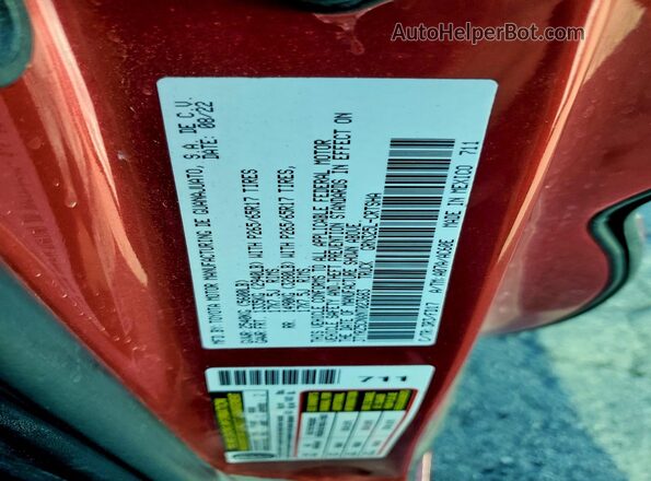 3TYRZ5CNXNT023683 2022 TOYOTA TACOMA Red Vista de la etiqueta del VIN