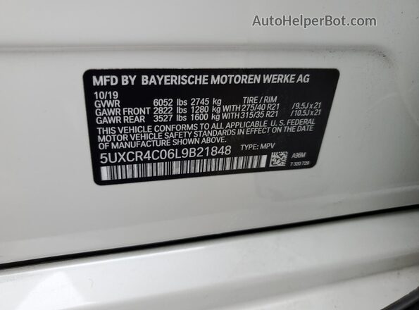 5UXCR4C06L9B21848 2020 BMW X5 White 