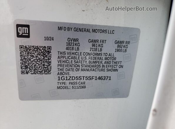 1G1ZD5ST5SF146371 2025 CHEVROLET MALIBU White Engine compartment view