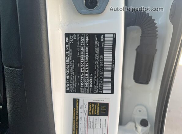 4JGFB4KB1MA484105 2021 MERCEDES-BENZ GLE White Սալոնի հետևի տեսք