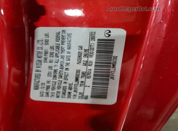 JN1FV7LL8MM560392 2021 INFINITI Q60 Red Вид наклейки з VIN-кодом