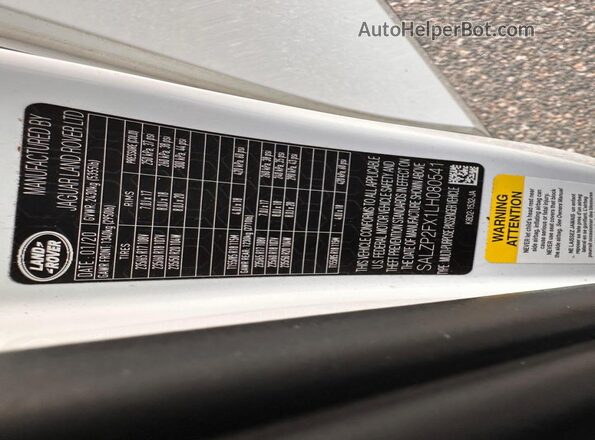 SALZP2FX1LH080541 2020 LAND ROVER RANGE White Vista interior trasera