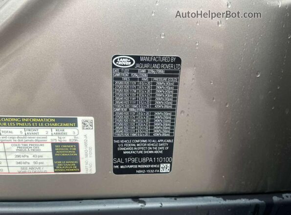 SAL1P9EU8PA110100 2023 LAND ROVER RANGE Коричневый Вид задней части салона
