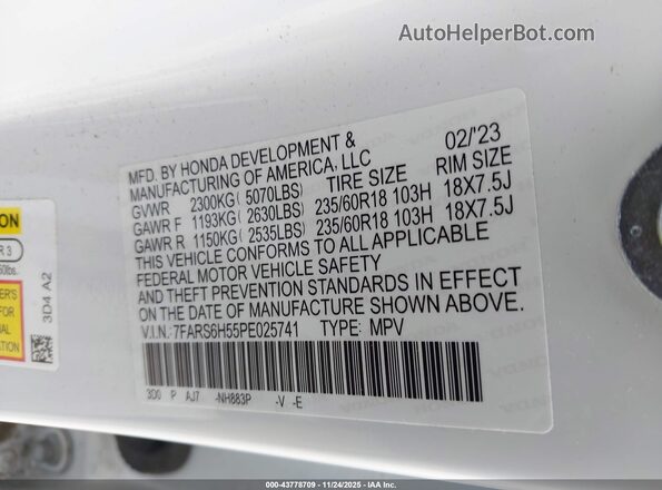7FARS6H55PE025741 2023 HONDA CR-V White ძრავის განყოფილების ხედი