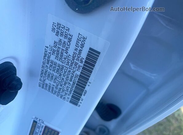7FARW2H55ME017552 2021 HONDA CR-V White Widok tylnych siedzeń