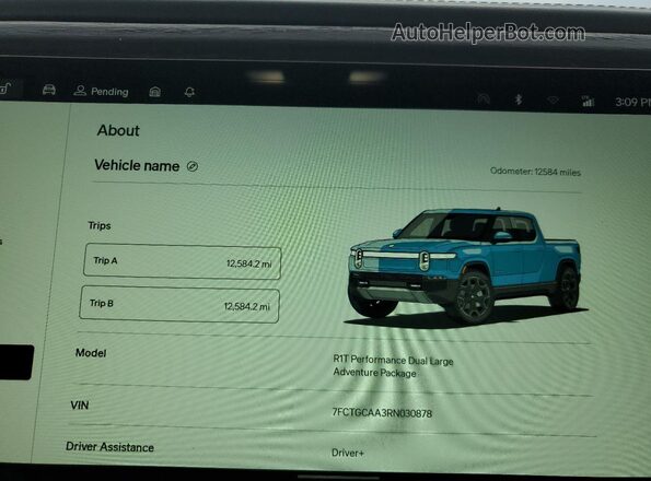 7FCTGCAA3RN030878 2024 RIVIAN R1T Blue Սարքավորումների վահանակի տեսք