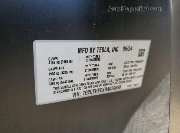 7G2CEHEEXRA020699 2024 TESLA CYBERTRUCK Beige VIN sticker view