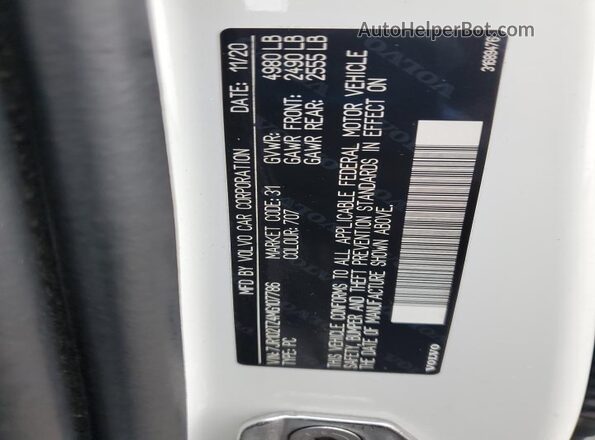 7JR102TZ4MG107786 2021 VOLVO S60 White Vista del compartimento del motor