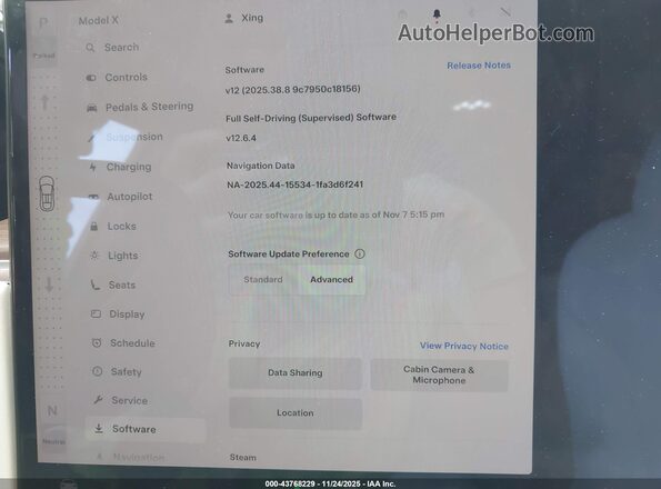 7SAXCAE51NF343010 2022 TESLA MODEL X Белый 