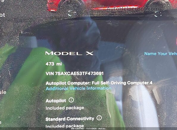 7SAXCAE53TF473691 2026 TESLA MODEL X Red Вид щитка приладів